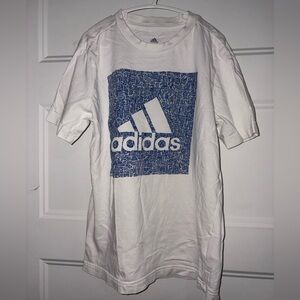 adidas White Tee with Gray Logo Print
